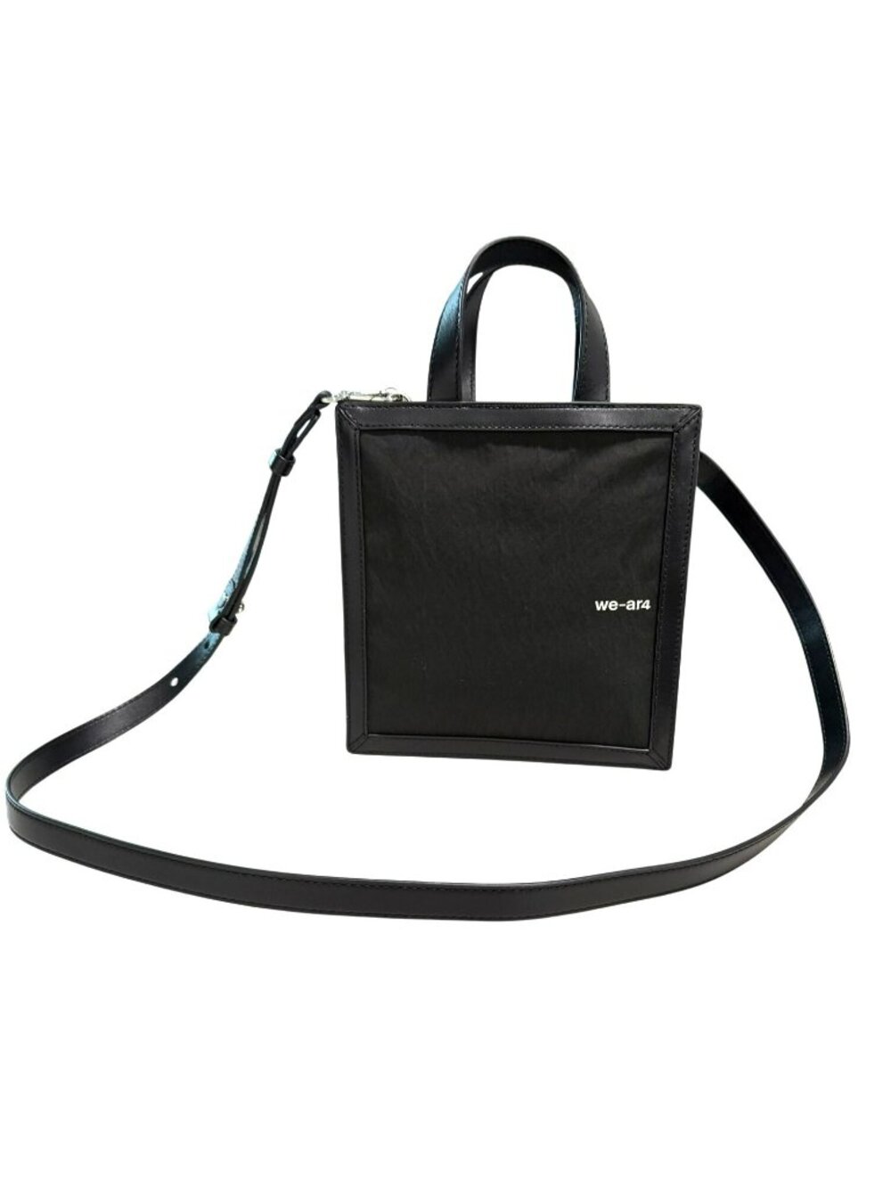 We-ar4 Black Nylon Leather Notebook Crossbody Tote Bag New